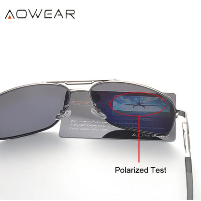 AOWEAR Luftfahrt Polarisierte Sonnenbrille Männer Aluminium Fahren Spiegel Sonnenbrille Männlich Marke Designer Retro Brillen Zubehör gafas