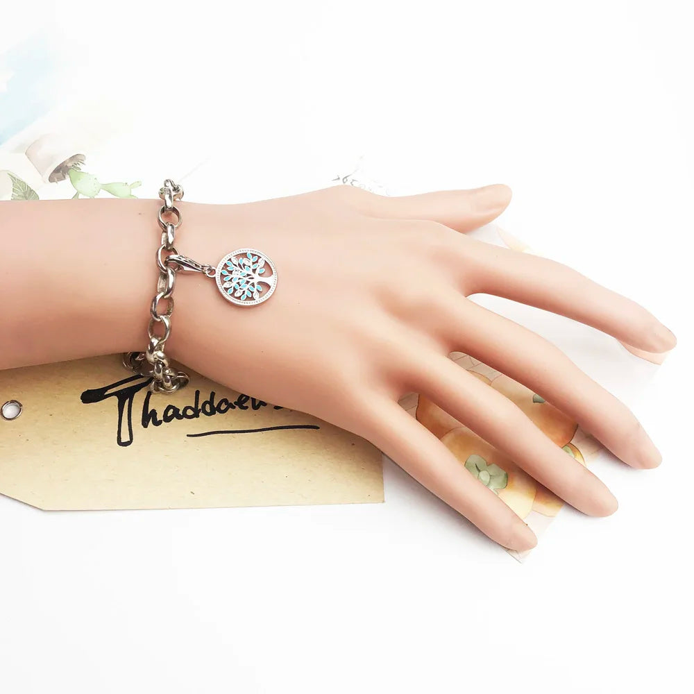 Damen-Charm-Anhänger Baum blau romantisch II aus Sterlingsilber