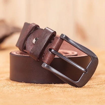 Herren Echtleder-Gürtel Erste Schicht Rindsleder Retro Stiftschnalle Designer Casual