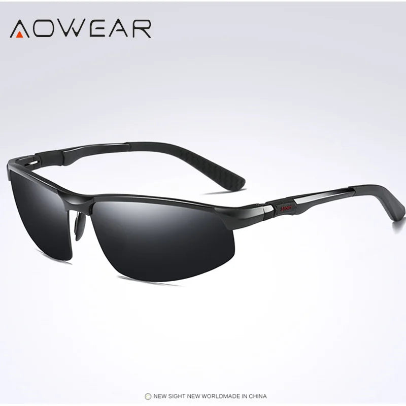 AOWEAR Luxus Qualität Randlose Spiegel Sonnenbrille Männer Polarisierte Sport Im Freien Sonnenbrille Retro UV400 Anti-glare Fahren Sonnenbrille