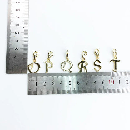 Damen-Charm-Anhänger Buchstaben Alphabet golden Vintage aus Sterlingsilber