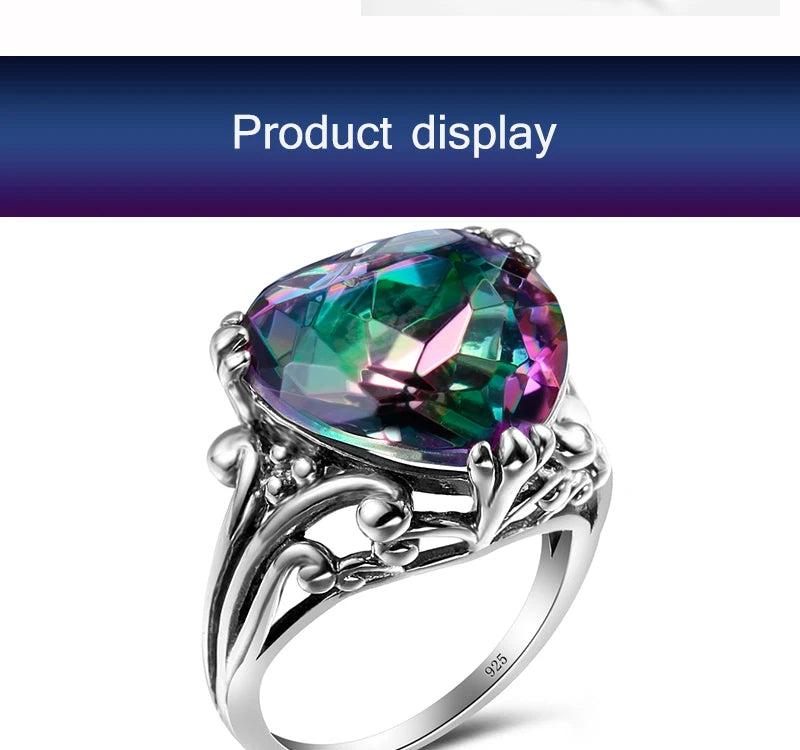 Damen-Ring Herzform Aus 925er Sterlingsilber Mit Mystic Topas Und Funkelndem Kristall