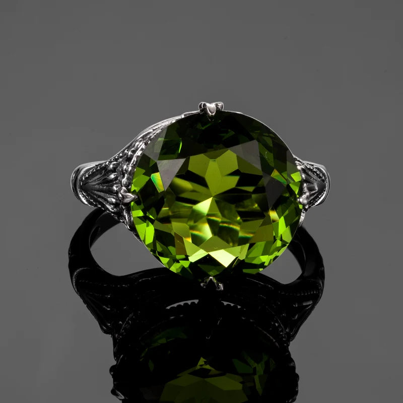 Damen-Solitärring aus 925er Silber mit Peridot Geburtsstein 1,2 Karat, Eleganter Alltags- und Anlassschmuck
