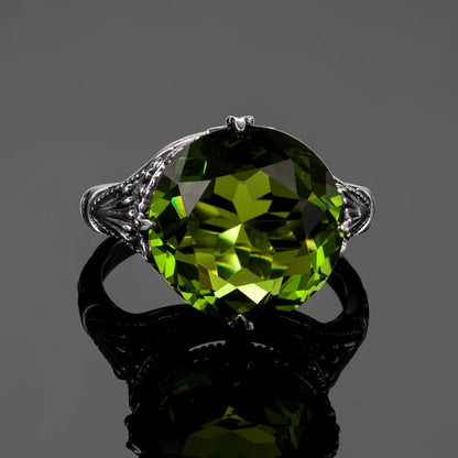 Damen-Solitärring aus 925er Silber mit Peridot Geburtsstein 1,2 Karat, Eleganter Alltags- und Anlassschmuck