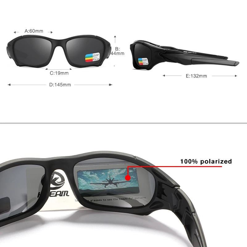 Sonnenbrille Radfahren polarisiert schwarz Krieger-Stil Reißverschlussetui Herren