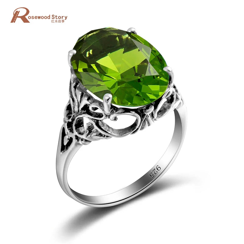 Damen-Ring mit Peridot Stein im Vintage-Stil Filigran Gefertigt aus Sterlingsilber 925