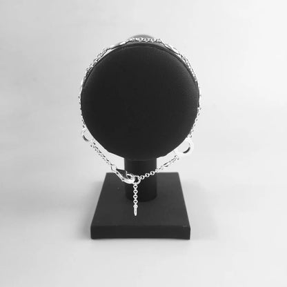 Damen-Armband runde Ösen Charm-Basis aus Sterlingsilber