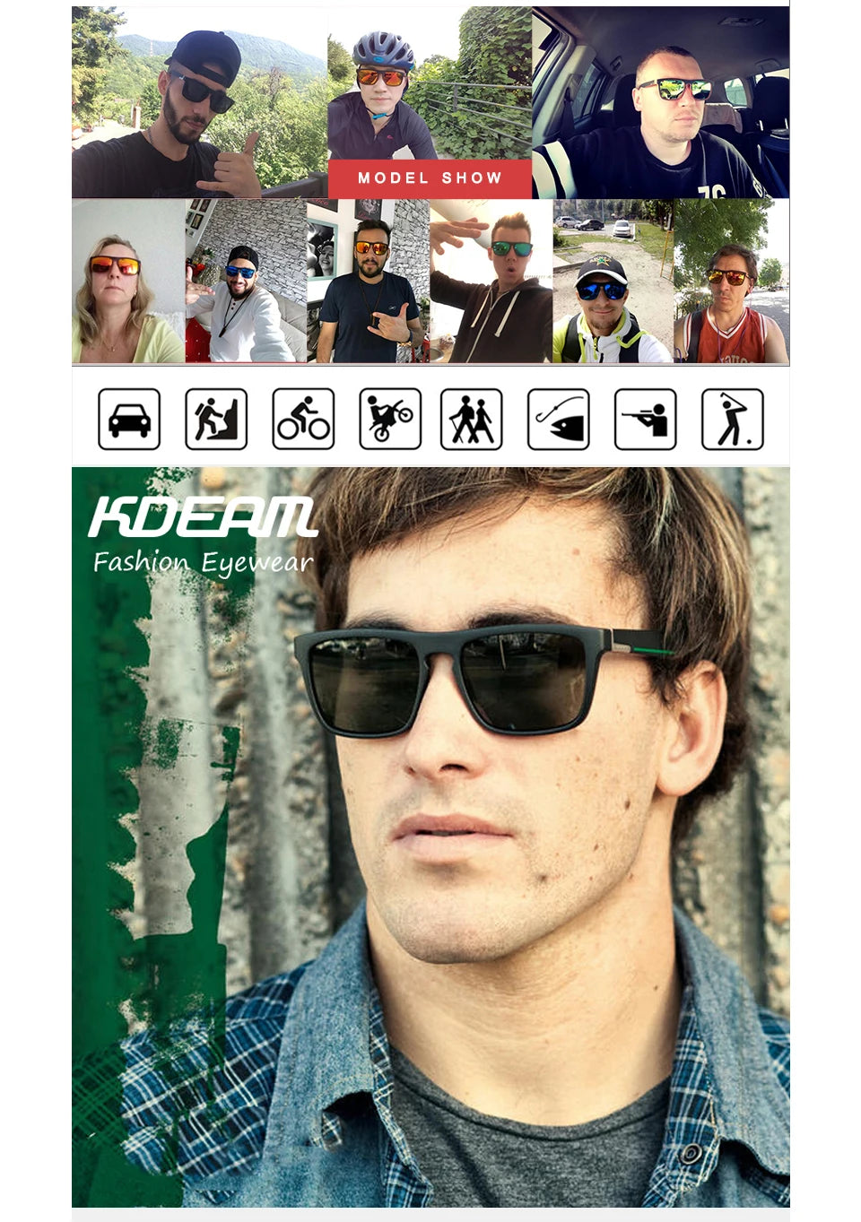 Sonnenbrille quadratisch polarisiert elastisch Spiegel 17 Farben Unisex