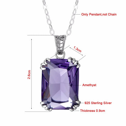 Damen-Anhänger aus 925er Sterlingsilber Mit Amethyststein Vintage Stil Ohne Kette Elegantes Schmuckstück