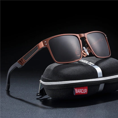 Sonnenbrille Al-Mg quadratisch polarisiert Spiegel Sport Herren Damen
