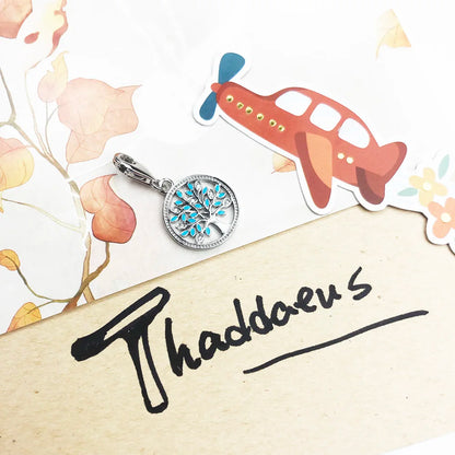 Damen-Charm-Anhänger Baum blau romantisch II aus Sterlingsilber