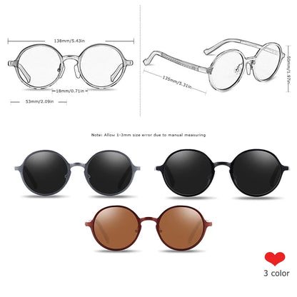 Sonnenbrille rund Al-Mg Vintage Steampunk polarisiert Marken-Design