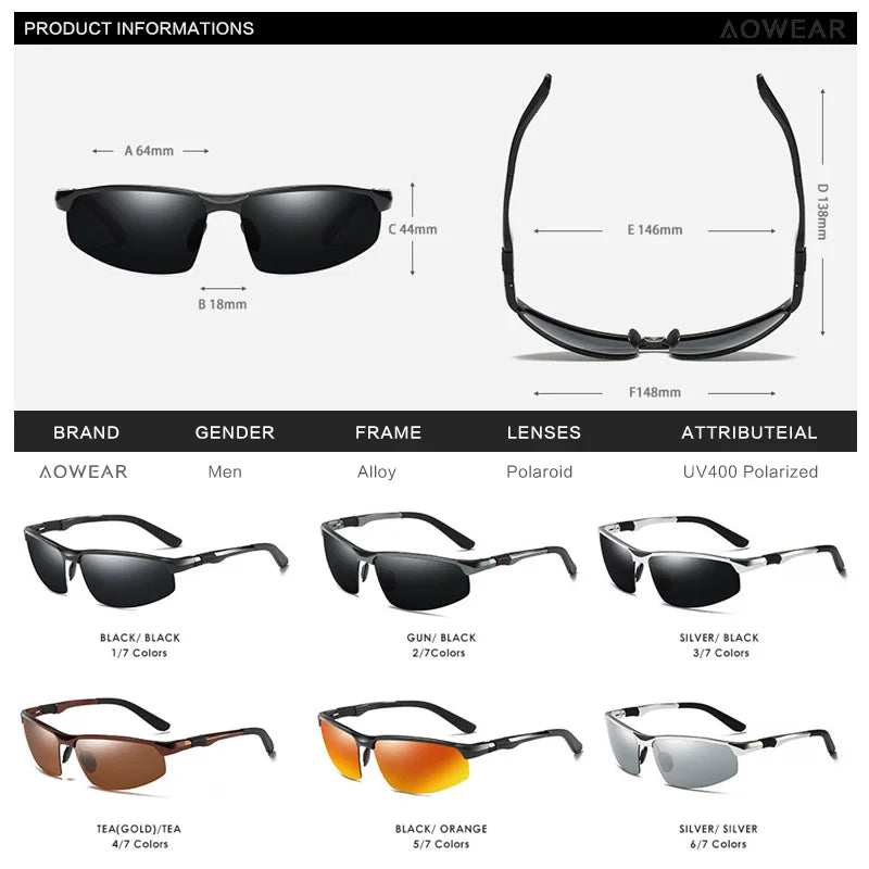 AOWEAR Luxus Qualität Randlose Spiegel Sonnenbrille Männer Polarisierte Sport Im Freien Sonnenbrille Retro UV400 Anti-glare Fahren Sonnenbrille