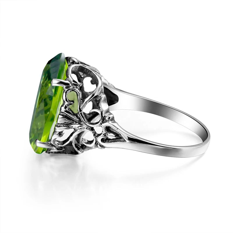 Damen-Ring mit Peridot Stein im Vintage-Stil Filigran Gefertigt aus Sterlingsilber 925