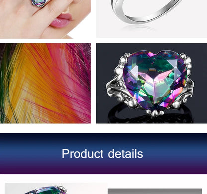 Damen-Ring Herzform Aus 925er Sterlingsilber Mit Mystic Topas Und Funkelndem Kristall