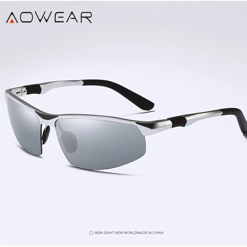AOWEAR Luxus Qualität Randlose Spiegel Sonnenbrille Männer Polarisierte Sport Im Freien Sonnenbrille Retro UV400 Anti-glare Fahren Sonnenbrille