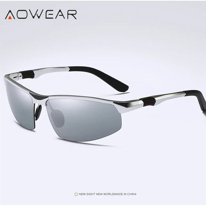 AOWEAR Luxus Qualität Randlose Spiegel Sonnenbrille Männer Polarisierte Sport Im Freien Sonnenbrille Retro UV400 Anti-glare Fahren Sonnenbrille
