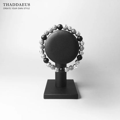 Damen-Armband Kreuz Perlen Obsidian Rebel II aus Sterlingsilber