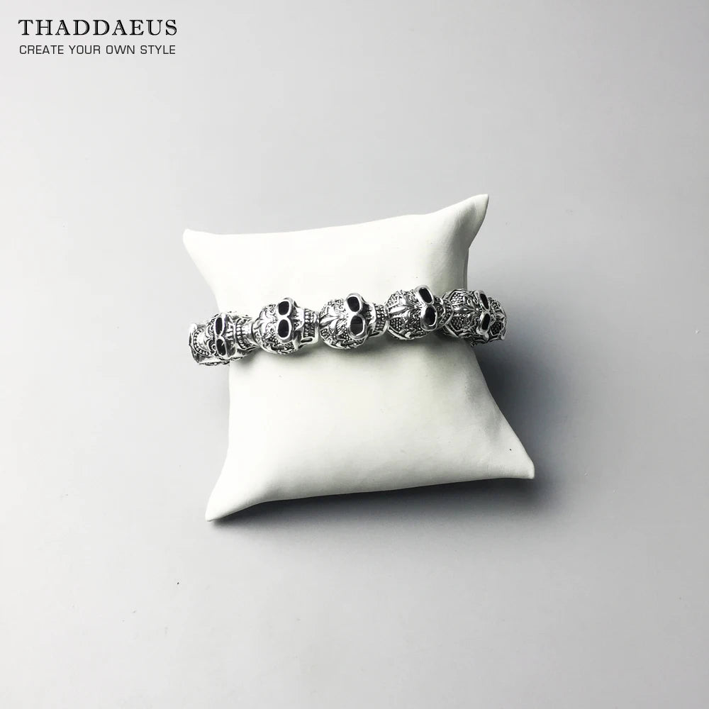 Damen-Armband Fleur-de-lis Skull Punk Bead aus Sterlingsilber