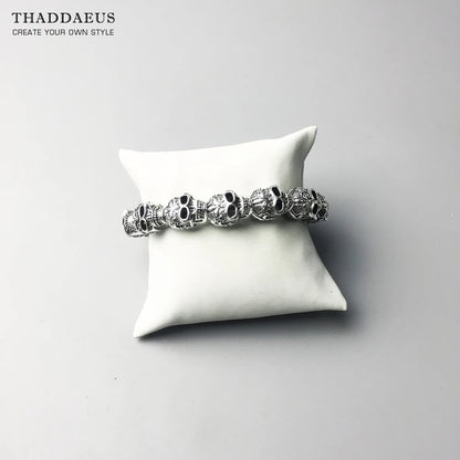 Damen-Armband Fleur-de-lis Skull Punk Bead aus Sterlingsilber