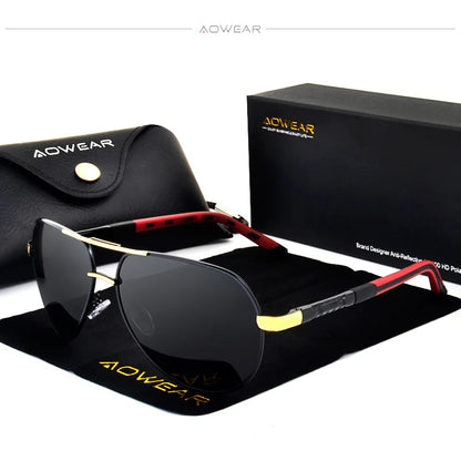 AOWEAR Luftfahrt Polarisierte Sonnenbrille Männer Aluminium Fahren Spiegel Sonnenbrille Männlich Marke Designer Retro Brillen Zubehör gafas