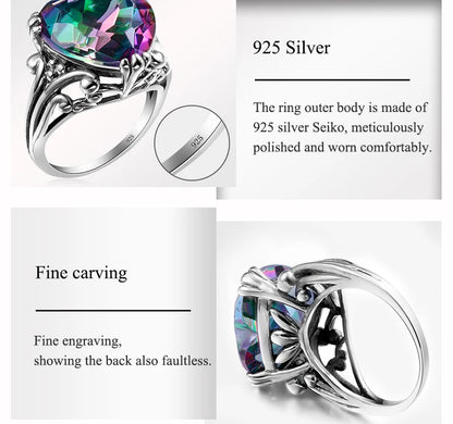 Damen-Ring Herzform Aus 925er Sterlingsilber Mit Mystic Topas Und Funkelndem Kristall