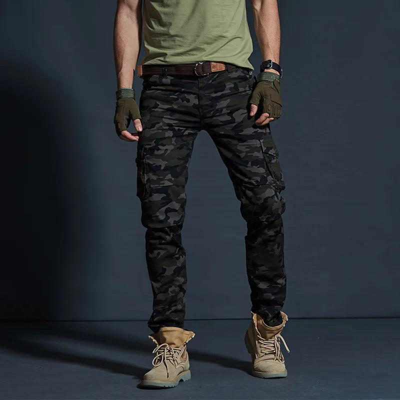 Männer Cargo Hosen im Military Style mit wasserdichten Taschen für Casual-Look