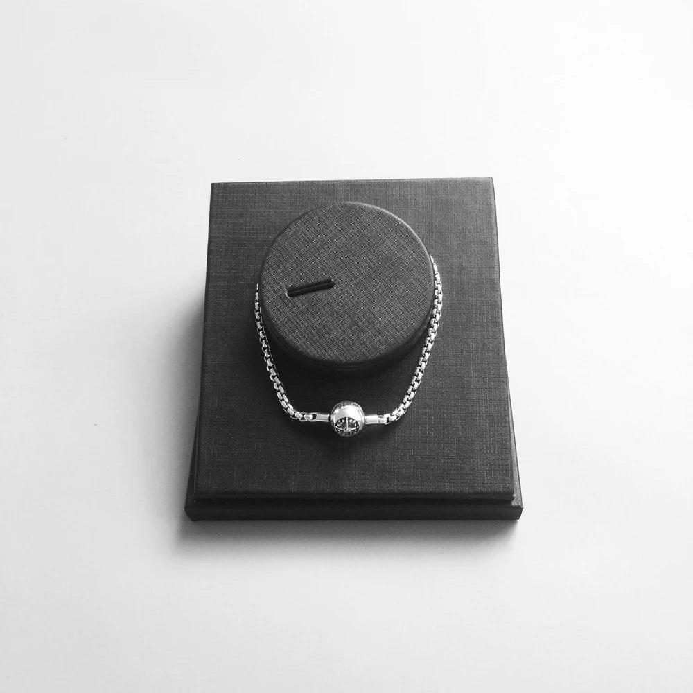 Damen-Armband schwarze Gliederkette Karma aus Sterlingsilber