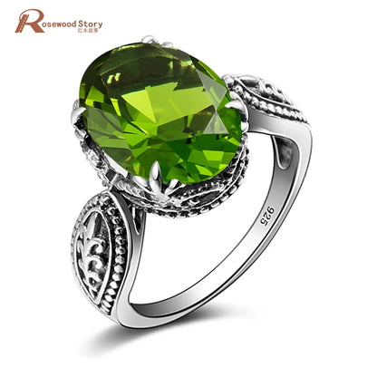 Damen-Ring Aus Sterlingsilber Mit Peridot August Geburtsstein Vintage-Charme Schmuckstück
