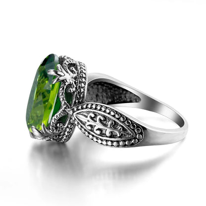 Damen-Ring Aus Sterlingsilber Mit Peridot August Geburtsstein Vintage-Charme Schmuckstück