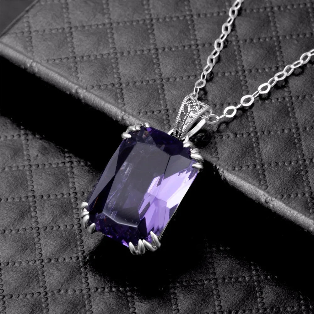 Damen-Anhänger aus 925er Sterlingsilber Mit Amethyststein Vintage Stil Ohne Kette Elegantes Schmuckstück
