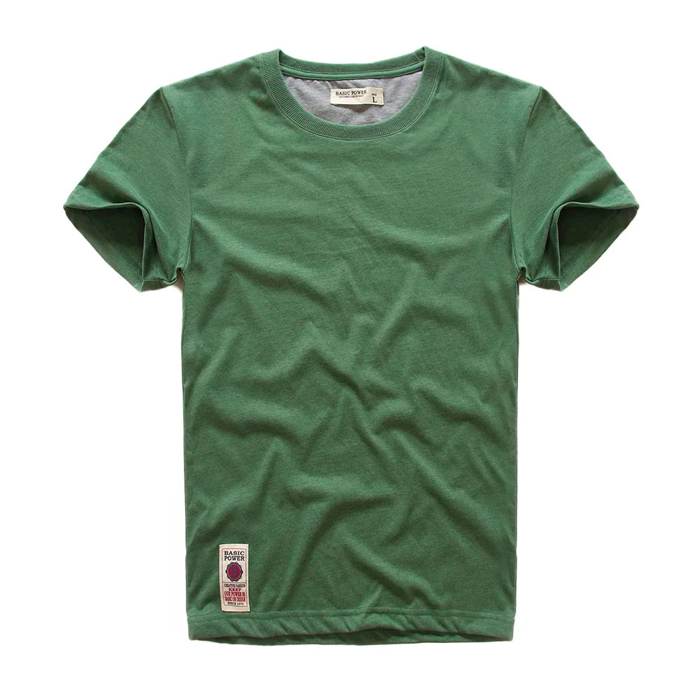 Herren T-Shirt aus Baumwolle in einfarbigen Farben für Frühling und Sommer