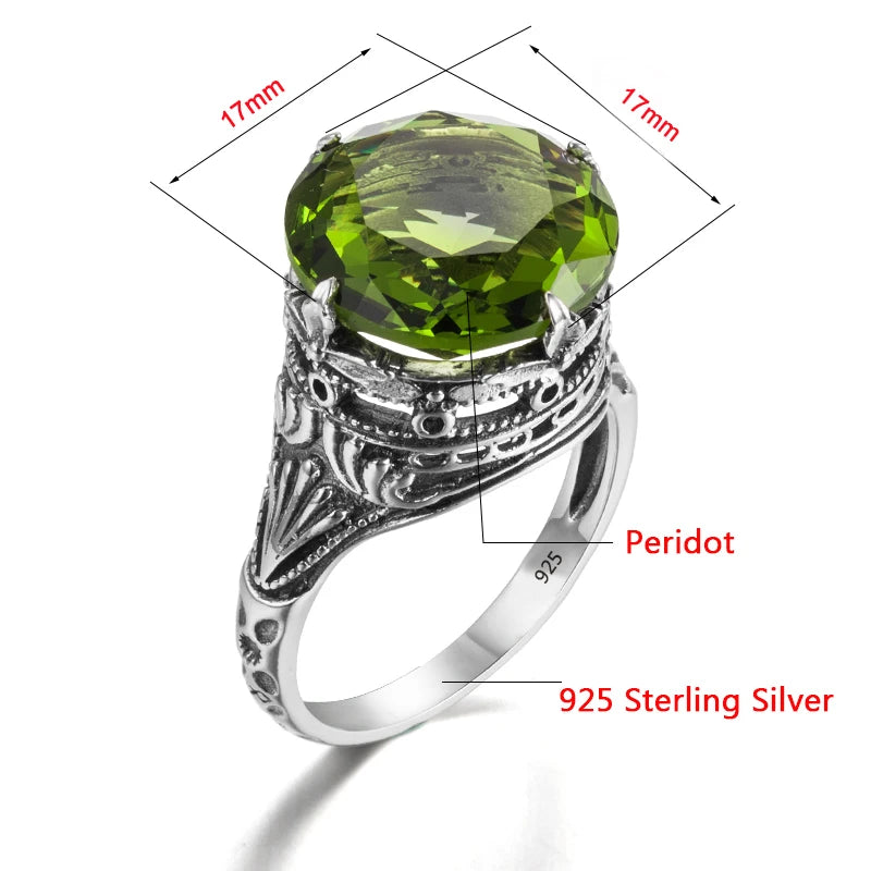 Damen-Solitärring aus 925er Silber mit Peridot Geburtsstein 1,2 Karat, Eleganter Alltags- und Anlassschmuck