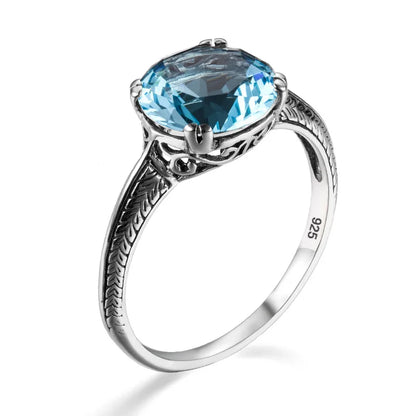 Damen-Cocktailring aus 925er Sterling Silber mit Zirkonstein Vintage-Design Feines Schmuckstück