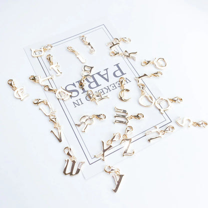 Damen-Charm-Anhänger Buchstaben Alphabet golden Vintage aus Sterlingsilber