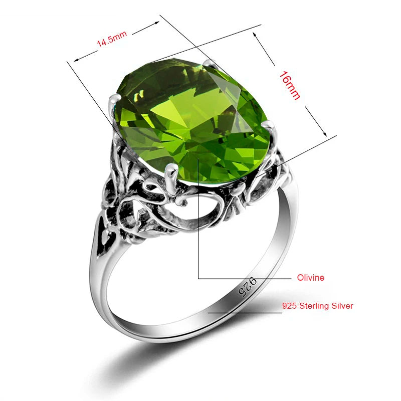 Damen-Ring mit Peridot Stein im Vintage-Stil Filigran Gefertigt aus Sterlingsilber 925