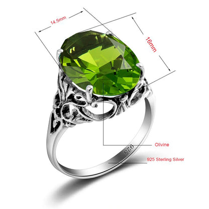 Damen-Ring mit Peridot Stein im Vintage-Stil Filigran Gefertigt aus Sterlingsilber 925