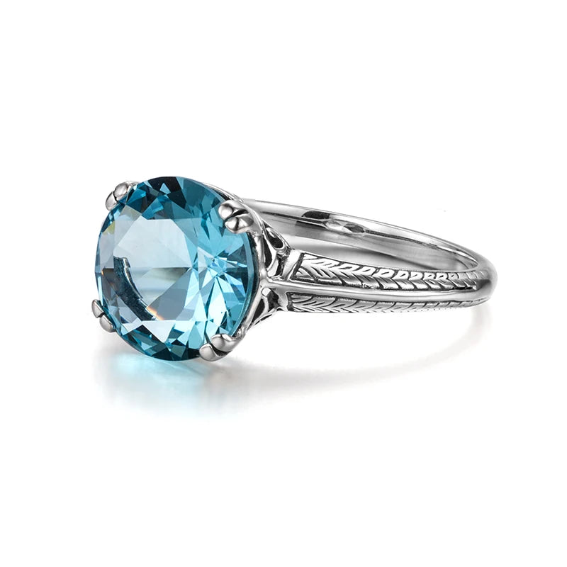 Damen-Cocktailring aus 925er Sterling Silber mit Zirkonstein Vintage-Design Feines Schmuckstück