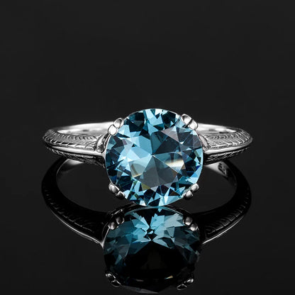 Damen-Cocktailring aus 925er Sterling Silber mit Zirkonstein Vintage-Design Feines Schmuckstück