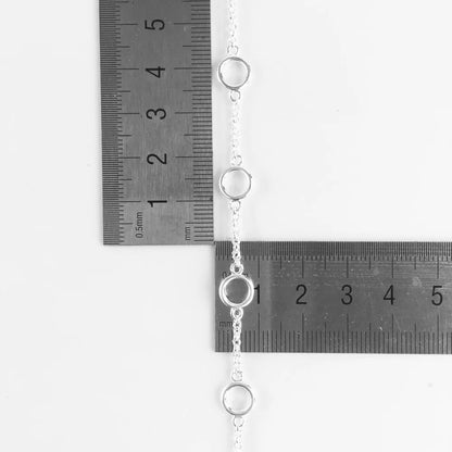Damen-Armband runde Ösen Charm-Basis aus Sterlingsilber