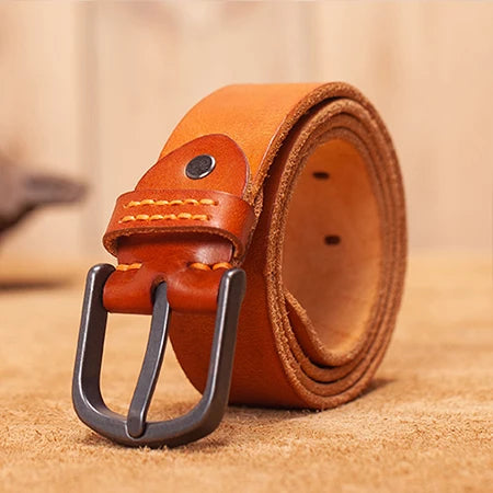 Herren Premium Echtleder-Gürtel Vintage Stiftschnalle Casual 3,8 cm Rindsleder