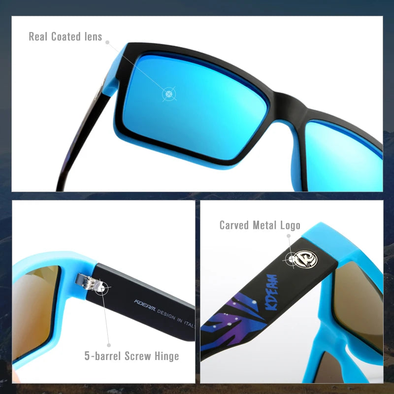 Sonnenbrille quadratisch polarisiert UV400 Punk-Stil elastisch Herren