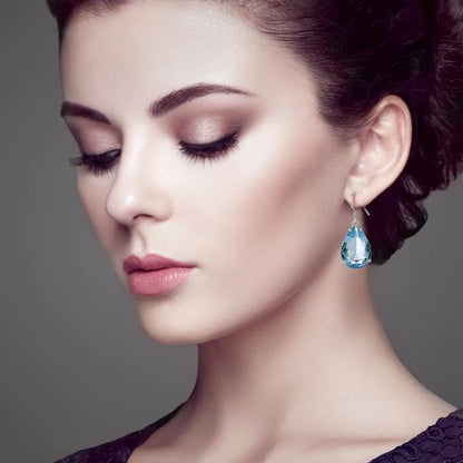 Damen-Hänger-Ohrringe Aus Sterlingsilber Handgefertigt Mit Aquamarin Stein Für Elegante Alltags- und Festtagslooks