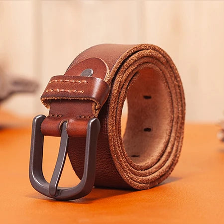 Herren Premium Echtleder-Gürtel Vintage Stiftschnalle Casual 3,8 cm Rindsleder