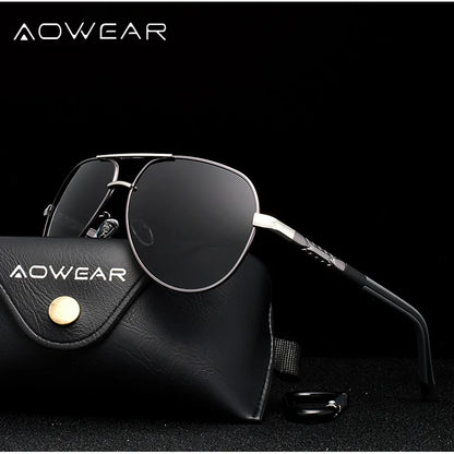 AOWEAR Luftfahrt Polarisierte Sonnenbrille Männer Aluminium Fahren Spiegel Sonnenbrille Männlich Marke Designer Retro Brillen Zubehör gafas