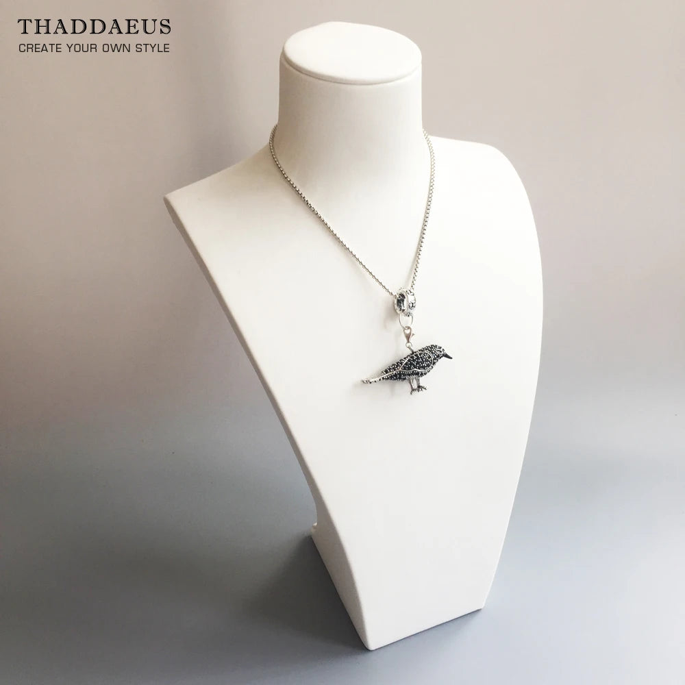 Damen-Charm-Anhänger Rabe Pavé mystisch aus Sterlingsilber