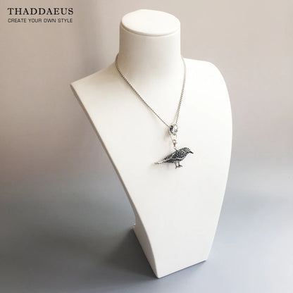 Damen-Charm-Anhänger Rabe Pavé mystisch aus Sterlingsilber