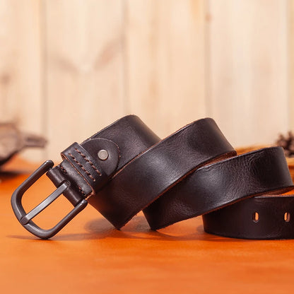 Herren Premium Echtleder-Gürtel Vintage Stiftschnalle Casual 3,8 cm Rindsleder