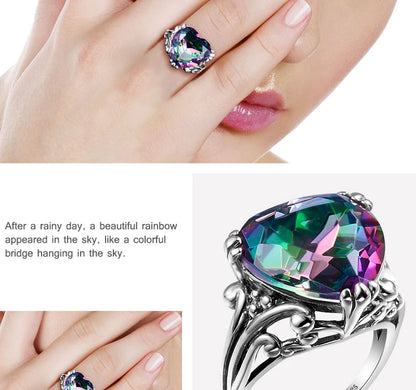 Damen-Ring Herzform Aus 925er Sterlingsilber Mit Mystic Topas Und Funkelndem Kristall