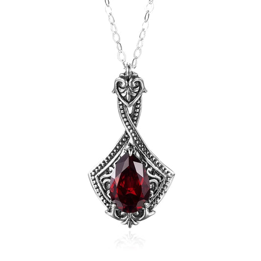Damen-Granat-Anhänger aus 925er Sterling Silber - Vintage Schmuckstück, handgefertigt